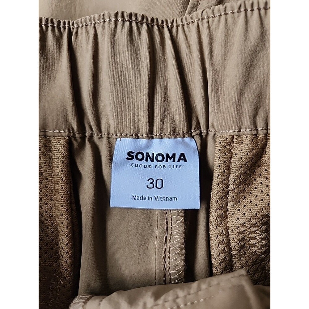 Sonoma Outdoor Cargo Shorts Mens 30 Brown Nylon Stretch Belted Elastic Waist NEW - Picture 8 of 11